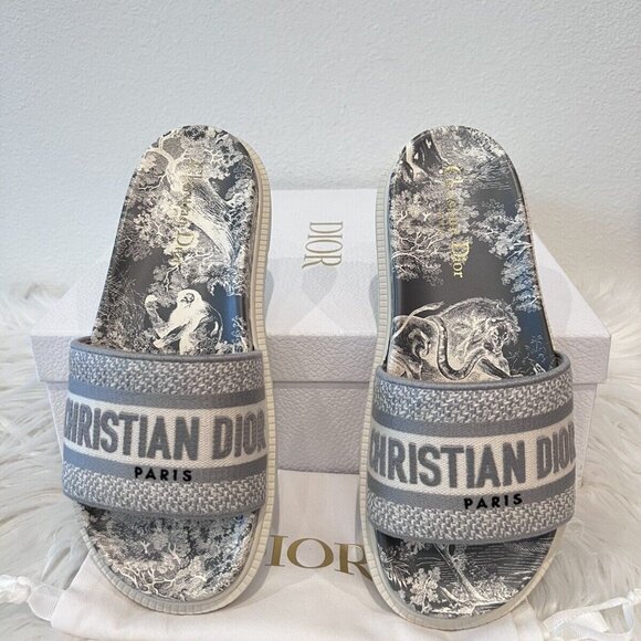 Christian Dior DWAY Logo Dcross Dioract Evolution Sandal Flat Slide 37.5/39.5/40 - Picture 1 of 10